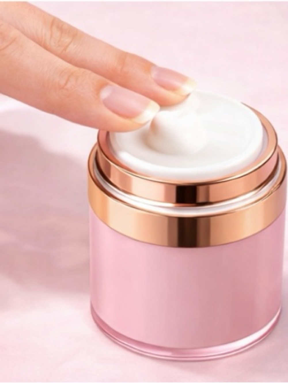 Pink Airless Pump Jar 50ml Refillable Cosmetic Cream Container